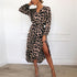Aachoae Leopard Dress 2020 Women Vintage Long Beach Dress Loose Long Sleeve V-neck A-line Sexy Party Dress Vestidos de fiesta - menochic